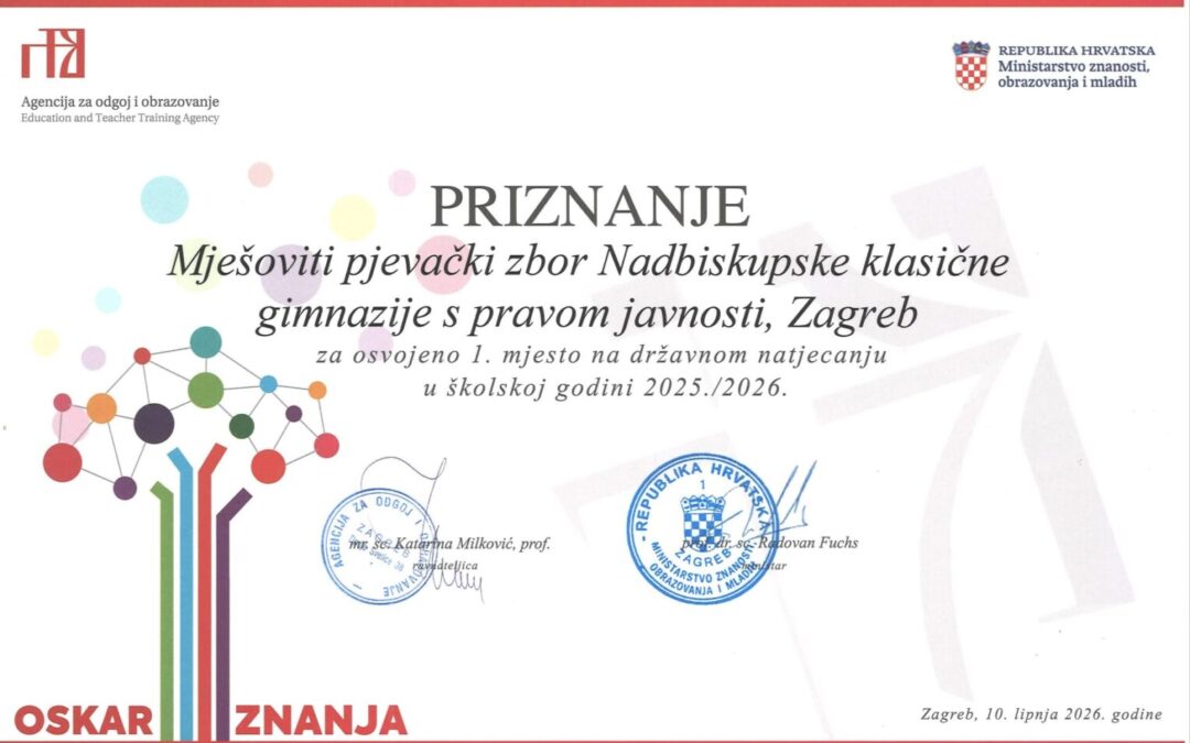 Oskar znanja Mješovitom pjevačkom zboru
